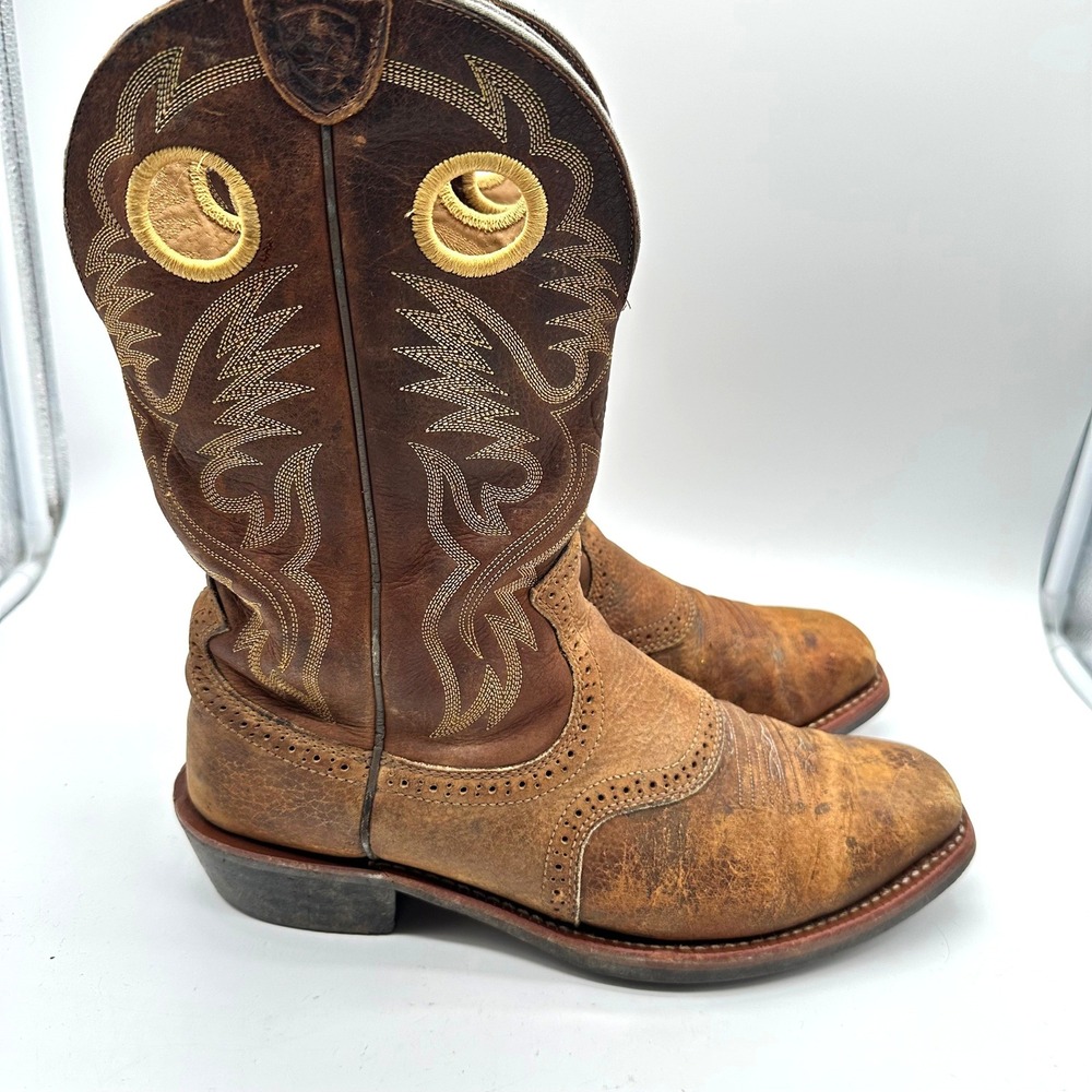 Ariat Men Heritage Roughstock Brown Leather Western Cowboy Boots Square Toe 10EE
